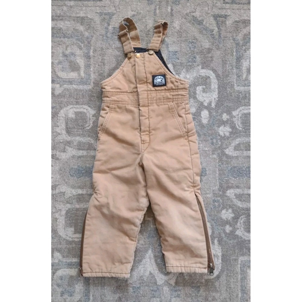 POLAR KING BY KEY YOUTH BROWN BIB WORK FARM OVERALLS COVERALLS XS